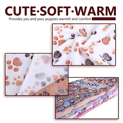 DOOVID Pet Blanket Soft Fluffy Fleece Pet Mat Doggy Flannel Blanket Dog Cat Cute Paw Print Pet Blankets White Paw Small(23 * 16") - color: White Paw, size: Small(23*16")