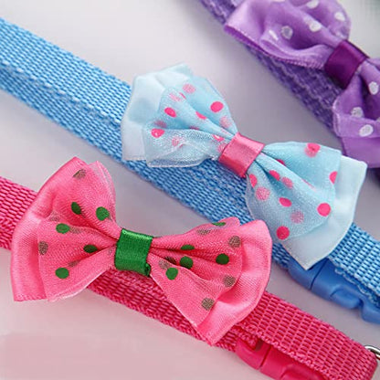 18Pcs Puppy Collars, Cat ID Collars with Bell Adjustable 19-32cm, Polka Dot Bow Soft Nylon Adjustable Breakaway Identification Collars for Puppy Kittens - color: Polka Dot Bow, size: Unbreakaway