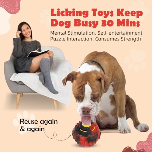 Dog Toys for Boredom - Frozen Treats, Refillable Freezable Dogs Food, Reduces Anxiety Chew Toy, Easy to Clean, Treats Dispensing, 4-in-1 Enrichment - color: Red