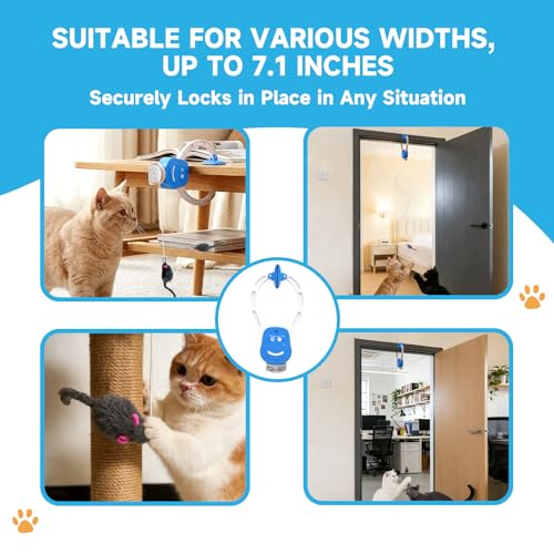 Interactive Cat Toy for Indoor Cats, 360° Auto-Rotating Door Hanging Teaser with Motion Activation, USB-C Rechargeable Quiet Self Play Cat Toy for Bored Indoor Adult Cats and Kittens