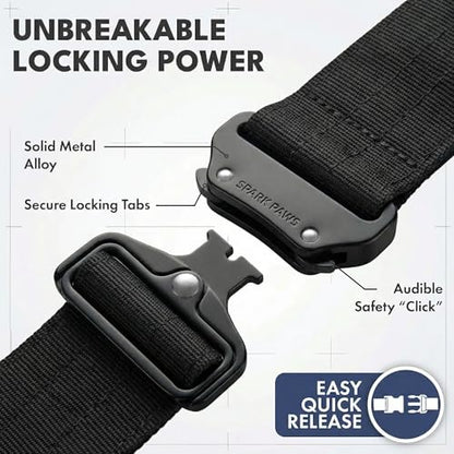 Spark Paws Tactical Dog Collar - Heavy Duty, Premium Quality, Thick and Durable for Large and Medium Dogs - Black - M - color: Black, size: M: 18"-22" [2" wide]