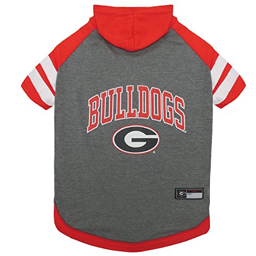 Pets First NCAA Georgia Bulldogs Hoodie for Dogs & Cats, Small. | Collegiate Licensed Dog Hoody Tee Shirt | Sports Hoody T-Shirt for Pets | College Sporty Dog Hoodie Shirt - color: Georgia Bulldogs, size: Small