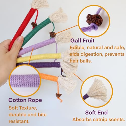 Kitten Toys, Cat Chew Toy for Teeth Cleaning, Catnip Rope Toys for Indoor Kittens, Interactive Cat Nip Teething Toys for Cats, Kitty Kicker Toy, 6 Pack (Plus 3 Pouches of Catnip) - size: Small 6 Pack