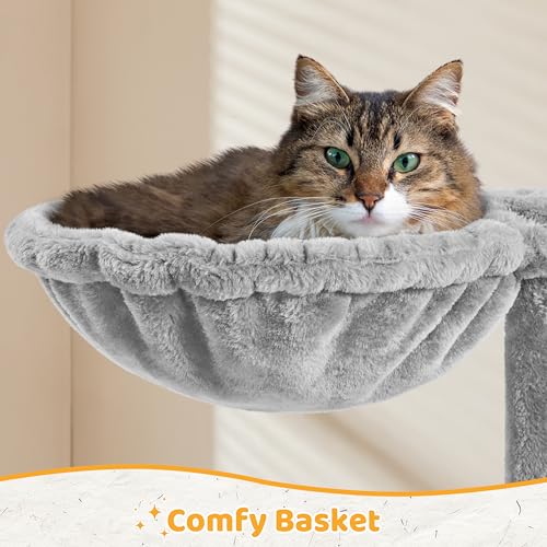 Yaheetech | 54in Cat Tree | Multi-Level Cat Tower w/Spacious Perch, Cozy Condo and Hammock, 3 Scratching Posts, Interactive Toy | Sturdy Pet Furniture | for Indoor Kittens to Large Cats | Light Gray - color: Light Gray