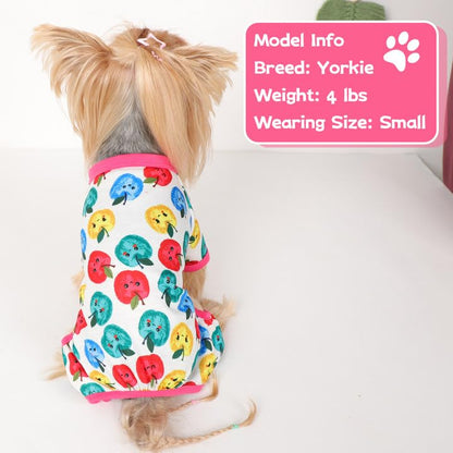 Dog Pajamas for Small Dogs, Soft Thin Pjs Jammies Cat Doggie, Summer Pet Cute Puppy Clothes Outfits Dogs Boy Girl(Red Apple, XS) - color: Red Apple, size: X-Small (Chest 11.8 in)