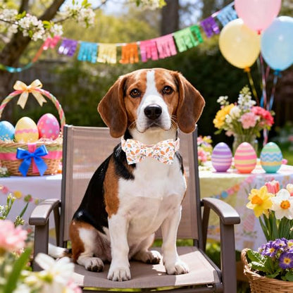DOGWONG Easer Dog Collar with Bow,Pink Easter Dog Collar, Adjustable Durable Soft Carrot Easter Dog Collars for Male Female Puppy,S - color: C-Carrot bow, size: S