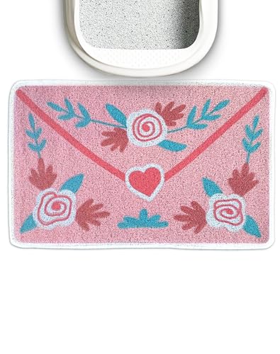 Lukamoo® Cute Cat Litter Mat (30’’x20’’), Large/L, for Kitty Litter & Cute Cat Litter Box, Litter Trapping Mat (Large (30'' x 20''), Love Letter)