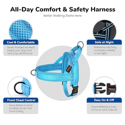 Didog No Pull Dog Harness with Soft Mesh Padded,Reflective & Quick Fit Light Weight Dog Strap Vest Harness,Easy for Walking Training (S:Chest 18-22", Mesh-Blue) - color: Blue, size: S: Chest 18-22", Fit 19-29 lbs