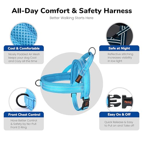 Didog No Pull Dog Harness with Soft Mesh Padded,Reflective & Quick Fit Light Weight Dog Strap Vest Harness,Easy for Walking Training (XS:Chest 15-18", Mesh-Blue) - color: Blue, size: XS: Chest 15-18", Fit 9-18 lbs