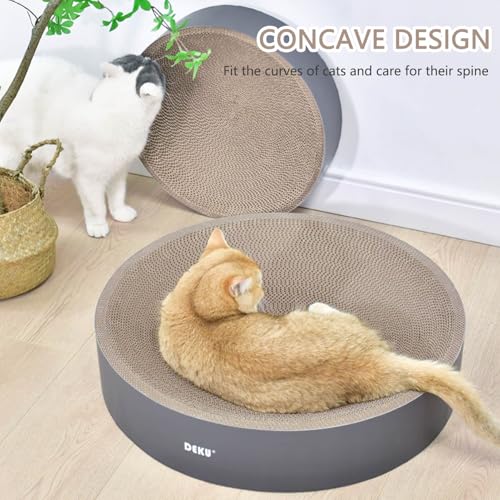2 in 1 Round Cat Scratching Board, Cardboard Cat Scratcher for Indoor Cats, Corrugated Cat Scratch Pad for Grinding Claws and Rest (23.6") - size: L (23.6''x 23.6"x4.7")