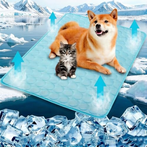 Dog Cooling Mat 28"x40" Q-Max>0.4, Absorbent & Pressure-Activated Self-Cooling, Non-Slip Scratch Resistant, Washable Cooling Mat for Dogs, Cooling Pad for Dog Bed Mats for Car Crate Patio Outdoor - size: 28 x 40 inches