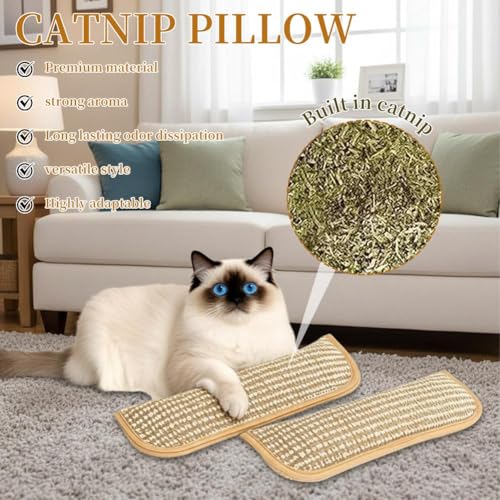 Catnip Toys - Catnip Pillows for Cats,Soft Sisal Indoor Kitten Scratching & Kicker Toys, Teeth Cleaning Catnips Pillow for Kittens & Indoor Cats with Drives Bored Cat Crazy,3Pcs - size: S