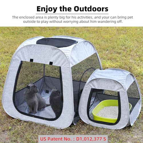 Tenrai Portable Cat Playpen, Trapezoidal Design for Better Standing, Foldable Pet Tent for Indoor and Outdoor Use of Kitten and Puppy, Dog Play Enclosure, Cat Houses & Condos