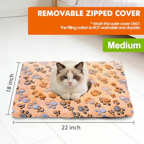 Self Warming Cat Bed, 22×18 inch Self Heating Cat Dog Mat, Non-Electric Warm Thermal Pet Pad for Indoor Outdoor Pets, Non-Slip Bottom, Washable (Coffee) - size: Medium