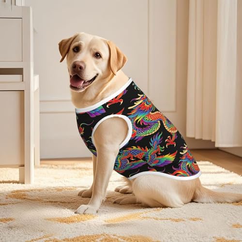 SWEET TANG Dog Cooling Shirts Cool Chinese Dragons, Medium Large Dog Summer T-Shirts, Quick Dry, Breathable, Stylish Beach Wear, 3X-Large - color: Pattern (193), size: 3X-Large