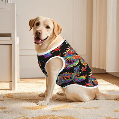 SWEET TANG Dog Shirt for Medium Large Dogs, Cool Chinese Dragons Lightweight UPF 50+ Sun Protection Breathable Mesh T-Shirt, Soft Summer Pet Clothes, 4X-Large - color: Pattern (193), size: 4X-Large
