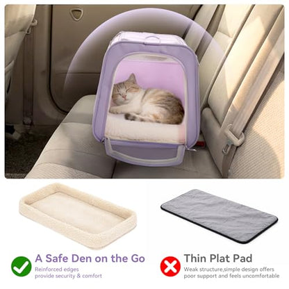 PETSFIT Soft-Sided Cat Carrier with Patented Safety Buckles, Lockable Zippers & Safety Tether,Escape-Resistant Travel Pet Carrier for Car Rides & Vet Visits, Airline Approved Under-Seat, Up to 12 lbs - color: Purple, size: Medium