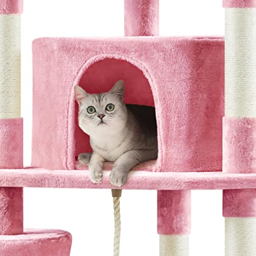 Yaheetech 79in Cat Tree Multi-Level Cat Tower with Scratching Posts for Indoor Cats, Cat Furniture Play Center for Cats and Kitten - color: Pink