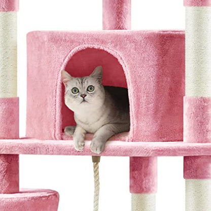 Yaheetech 79in Cat Tree Multi-Level Cat Tower with Scratching Posts for Indoor Cats, Cat Furniture Play Center for Cats and Kitten - color: Pink