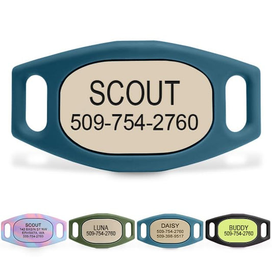 GoTags Lifestyle Silent Dog Tag, Personalized Engraved Silicone and Cat Name Pet ID Tags, Soundless Quiet Slide On Nameplate for Collars, No More Jingling Tags (Beach Glass, Medium) - color: Lifestyle Beach Glass, size: Medium (Pack of 1)
