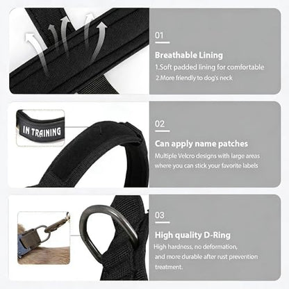 Tactical Dog Collar Adjustable Military Nylon Dog Collar with Control Handle and Heavy Duty Metal Buckle for Medium and Large Dogs (Black,S) - color: Black, size: Small (Pack of 1)