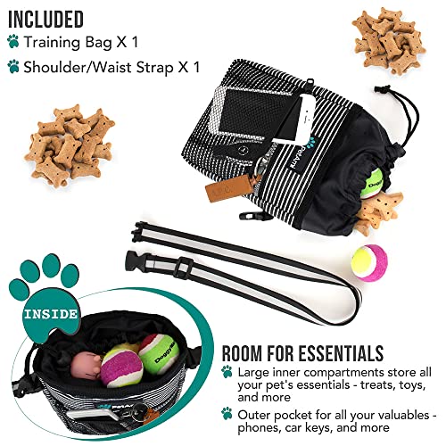 PetAmi Dog Treat Pouch, Pet Treat Pouch For Training, Dog Walking Bag Holder for Kibbles, Pet Food Toy, Dog Trainer Essentials Supplies, Poop Bag Dispenser, 3 Ways to Wear (Black Stripes) - color: Black Stripes
