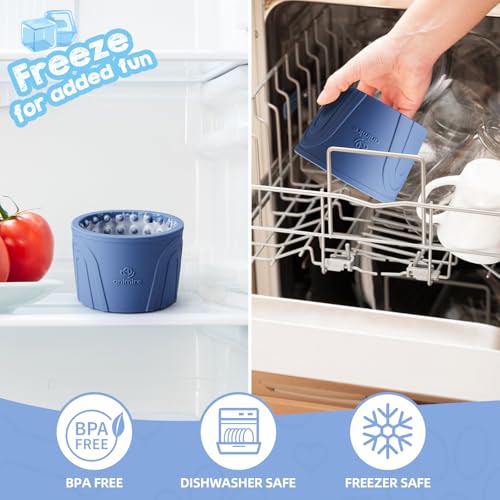 Dog Slow Feeder Lick Bowl, Anxiety Relief Dog Licking Mat Treat Dispenser, Non-Slip Anti-Choking Slow Eating Lick Bowl for Small Medium and Large Breed Dogs, BPA Free Silicone - color: Dark Blue, size: S