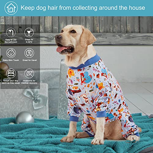 LovinPet Pajamas for Big Dogs, Pet Anxiety Relief, Sun Protection Dog Pajamas, Lightweight Stretchy Knit Fabric, Woodland Musicians Print, PJ's for Dogs, Stop Shedding for Dogs, Pet PJ's, 2XL - size: XX-Large