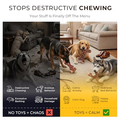 Kseroo 3-Pack Indestructible Dog Chew Toys for Aggressive Chewers: Bacon Flavored Rock-Hard Solid Nylon, Tough Dog Bones for Medium/Large Dogs 25-90lbs, Heavy Duty Dog Toys to Keep Them Busy, Brown-XL - color: 3PC-Bacon-Brown
