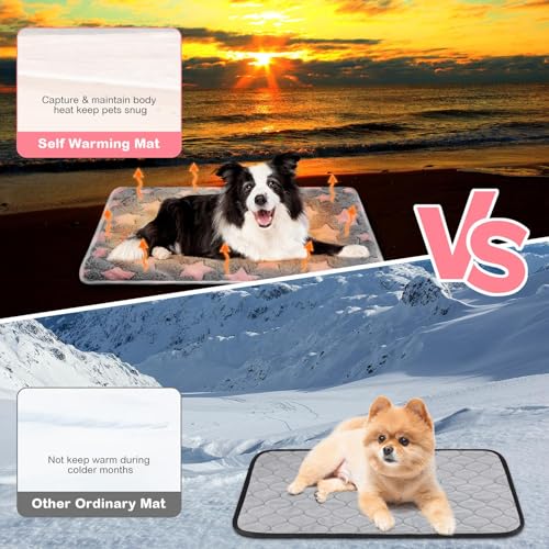4 Pack Self Heating Cat Bed Cat Self Warming Pad with Removable Cover Extra Warm Thermal Pet Pad Washable Pet Crate Mat Anti Slip Kennel for Indoor Outdoor Pets(Star,20 x 28 Inches) - size: 20 x 28 Inches