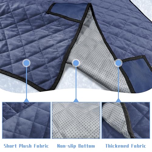 Golf Cart Seat Covers with 4 Front Pockets, Thick Seat Towel Blanket with Non-Slip Backing, Fits EZGO, Club Car, Yamaha and More 2 & 4 Passenger Golf Carts, Navy Blue - color: Navy Blue