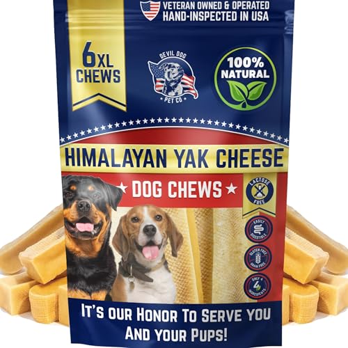 Devil Dog Pet Co. Himalayan Yak Cheese Dog Chews for Medium to Large Breeds & Aggressive Chewers - Long Lasting, Rawhide Free, High Protein - Cleaner Teeth, Anxiety & Boredom Relief - 6 Pack - style: XL - 6 Pack