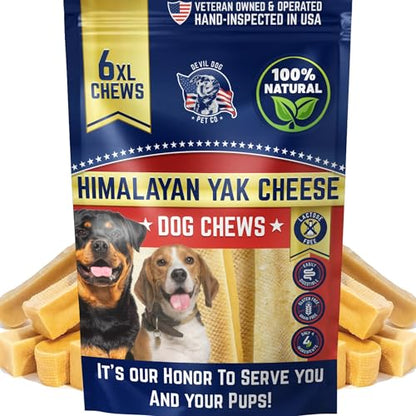Devil Dog Pet Co. Himalayan Yak Cheese Dog Chews for Medium to Large Breeds & Aggressive Chewers - Long Lasting, Rawhide Free, High Protein - Cleaner Teeth, Anxiety & Boredom Relief - 6 Pack - style: XL - 6 Pack