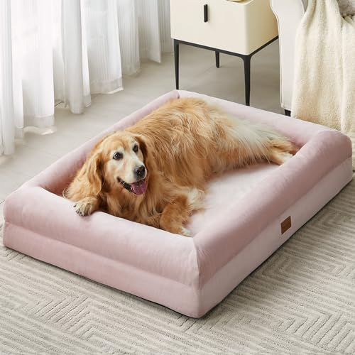 BFPETHOME Dog Beds for Small Dogs, Washable Dog Bed with Sides, Orthopedic Small Sized Soft Mats with Removable Cover & Waterproof Pet Mat for Pet - color: Pink, size: 41.0"L x 28.0"W x 6.0"Th