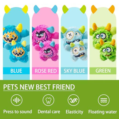 Plush Squeaky Dog Toy Ball, Dental Care, Skin-Friendly and Soft and Relieve Stress,Dog Training Interactive Pet Cute Plush Fashionable Toy Ball (Green,Small) - color: Green, size: Small