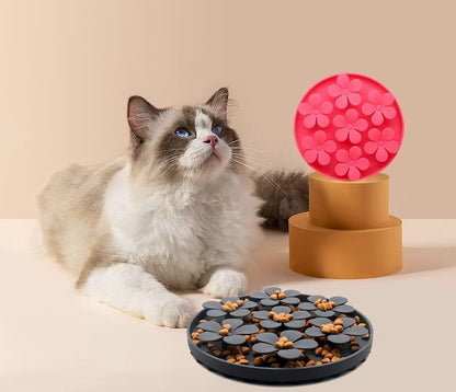 Slow Feeder,Cat Help Slow Down Eating Speed Cut Flower Silicone Rubber Cute Slow Feeder for Puppy/Cat/Dog - color: Hot Pink