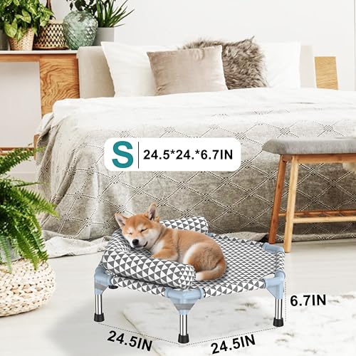 Orthopedic Dog Bed for Small Dogs - Removable Bolsters & cleanable Cover,Elevated Outdoor Dog Bed,Raised Dogs Bed,Easy to Assemble,Up to 75 lbs,Small - size: 6 sided Bolster Small
