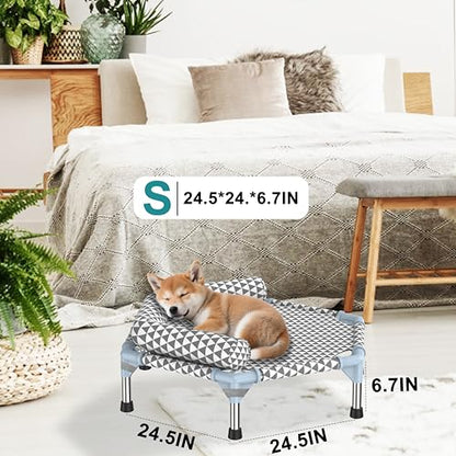 Orthopedic Dog Bed for Small Dogs - Removable Bolsters & cleanable Cover,Elevated Outdoor Dog Bed,Raised Dogs Bed,Easy to Assemble,Up to 75 lbs,Small - size: 6 sided Bolster Small