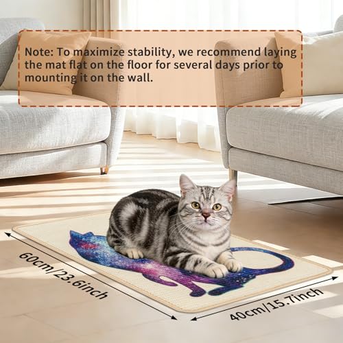 Sisal Cat Scratcher Mat Cat Wall Scratcher for Indoor Scratch Pad Wall Mounted Scratching Post to Protect Couch Carpet Furniture 23.6"x15.7" (Purple Butterfly Cat) - color: Purple Butterfly Cat