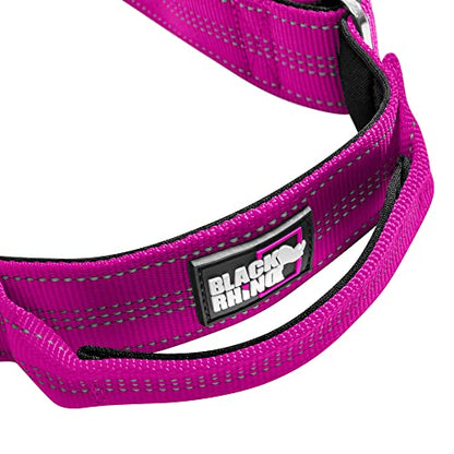 Black Rhino - Tactical Dog Collar Ultra-Soft Neoprene Padded Dog Collars for Medium, Large, XL Dogs | Heavy Duty Metal Buckle | Padded Handle for Dog Training (Large, Pink)