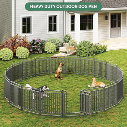 32 Inch Dog Playpen Outdoor, 8 Panels Puppy Playpen Heavy Duty Dog Play Pen Indoors, Rust Resistant Dog Pen for Large/Medium/Small Dogs, Dog Fence for RV Camping - style: 32" H