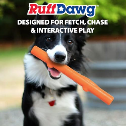 Ruff Dawg Fetch Stick Dog Toy – (1 pc) Assorted Colors – Durable Rubber Throw & Tug Toy with Treat Slot – Floats, Bendable & Puncture Resistant – BPA & Latex Free – Made in USA