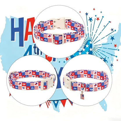 4th of July Dog Collar Blue Patriotic Dog Collars for Puppy Small Dogs - Lightweight Adjustable 1776 Boy Girl Puppy Collars Cute Independence Day Male Female Dogs Collar XS - color: 1776 Checkered, size: XS