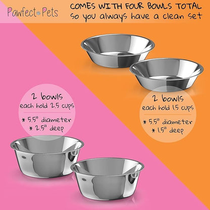 4" Tall Elevated Dog Bowls for Small Dogs, Food and Water Bowl Set by Pawfect Pets (Natural Bamboo) - color: Bamboo
