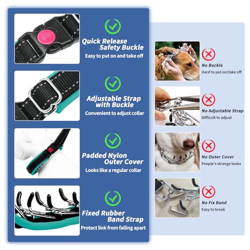 Martingale No Pull Dog Collar - Heavy Duty Nylon With Buckle, Adjustable Anti Pull Reflective Slip Collar for Large Medium Small Dog Training Walking M Green - color: Black Green, size: M (15"-23" Neck, 1.5" Wide)