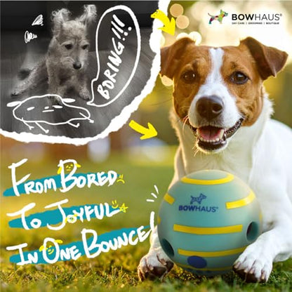BOWHAUS Giggle Ball for Dogs, 5.5 Inch Interactive Dog Exercise Toys, Indestructible Fun Squeaky Chew Toy, Non-Toxic Durable PVC Chew Ball for Indoor Outdoor Play - style: Giggle Ball - Classic Style