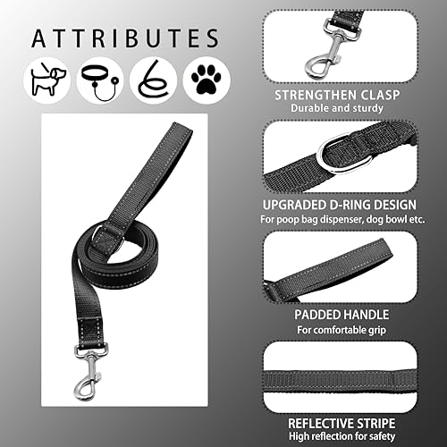 Reflective Dog Collar with Safety Locking Buckle, Adjustable Soft Breathable Nylon Collars for Small, Medium and Large Dogs(Collar+Leash XS Width 3/8" Black) - color: Black, size: XX-Small (Width 3/8")