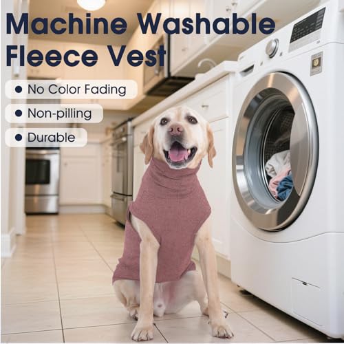 IECOii Dog Fleece Vest Sweater - Stretch Warm Pullover with Turtleneck,DarkRed,Large, Easy On/Off Winter Dog Sweater for Medium Large Dogs Girl Boy, Winter Fall Jumpsuit with High Neck - color: Darkred, size: Large