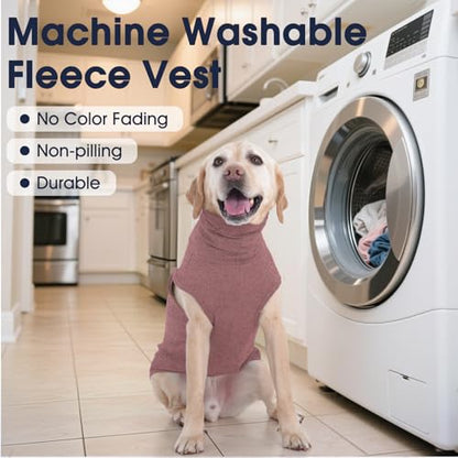 IECOii Dog Fleece Vest Sweater - Stretch Warm Pullover with Turtleneck,DarkRed,Large, Easy On/Off Winter Dog Sweater for Medium Large Dogs Girl Boy, Winter Fall Jumpsuit with High Neck - color: Darkred, size: Large
