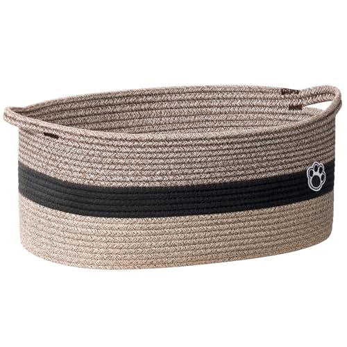 Large Dog Toy Basket, 19.7" X 11" X 7.9" Pet Toy Box Woven Rope Basket for Cat Toys, Baby Gift Basket for Living Room Nursery, Brown Mix - color: Brown Mix, size: 19.7"L x 11"W x 7.9"H